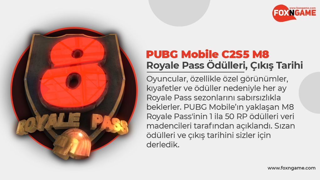 PUBG Mobile M8 Sezonu Royale Pass Ödülleri