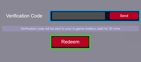 Oyun içerisindeki mesaj kutusuna gelecek doğrulama kodunu belirtilen alana yazıp, "Redeem" butonuna tıklıyoruz.