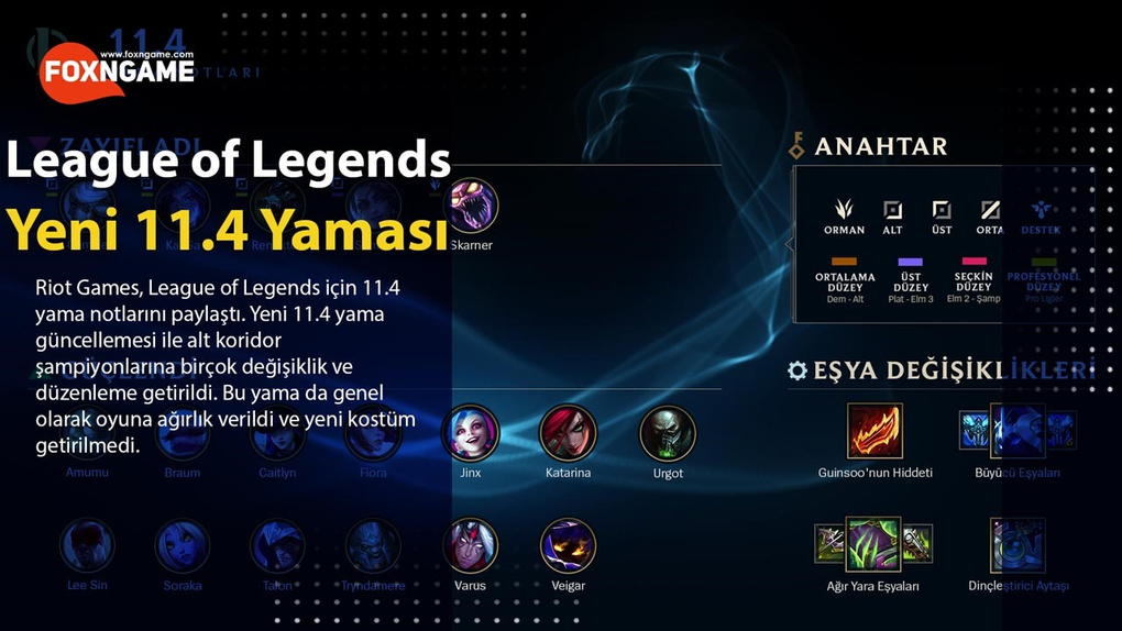 LoL 11.4 Yama Notları ve Detaylar