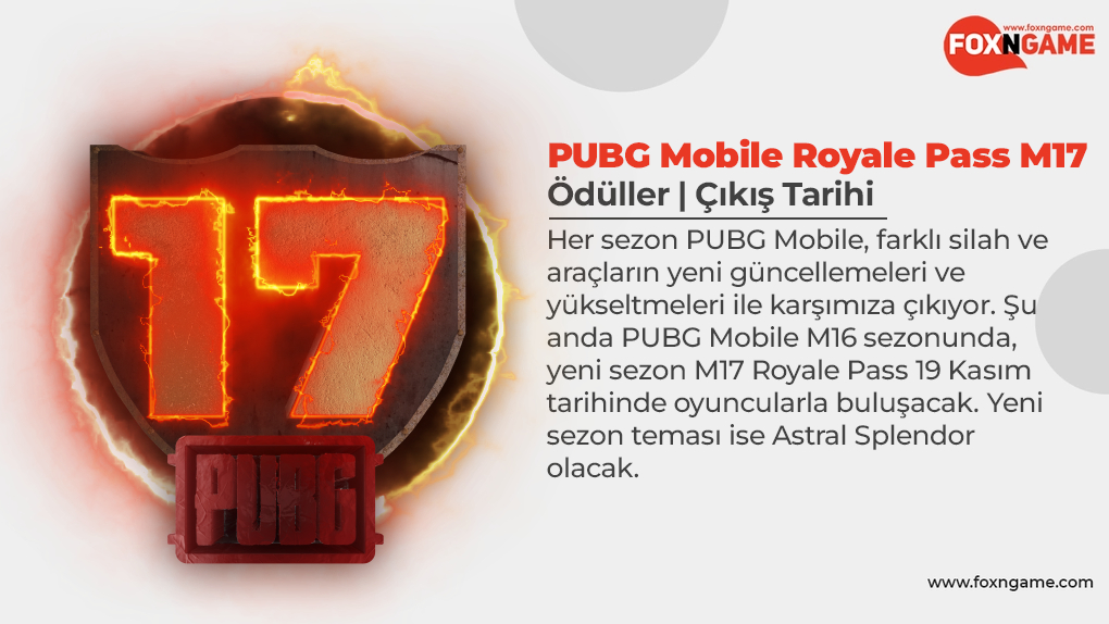 PUBG Mobile Yeni Sezon M17 Royale Pass | Ödüller
