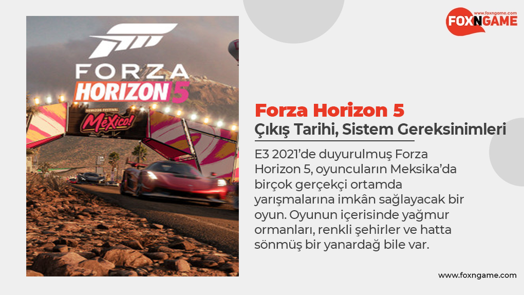 Forza Horizon 5: Çıkış Tarihi ve Sistem Gereksinimleri Forza Horizon 5: Çıkış Tarihi ve Sistem Gereksinimleri