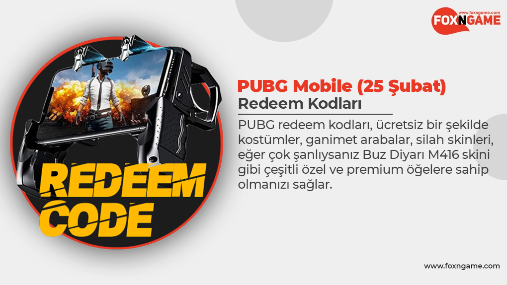 PUBG Mobile Redeem Codes (25 February 2022) PUBG Mobile Redeem Codes (25 February 2022)