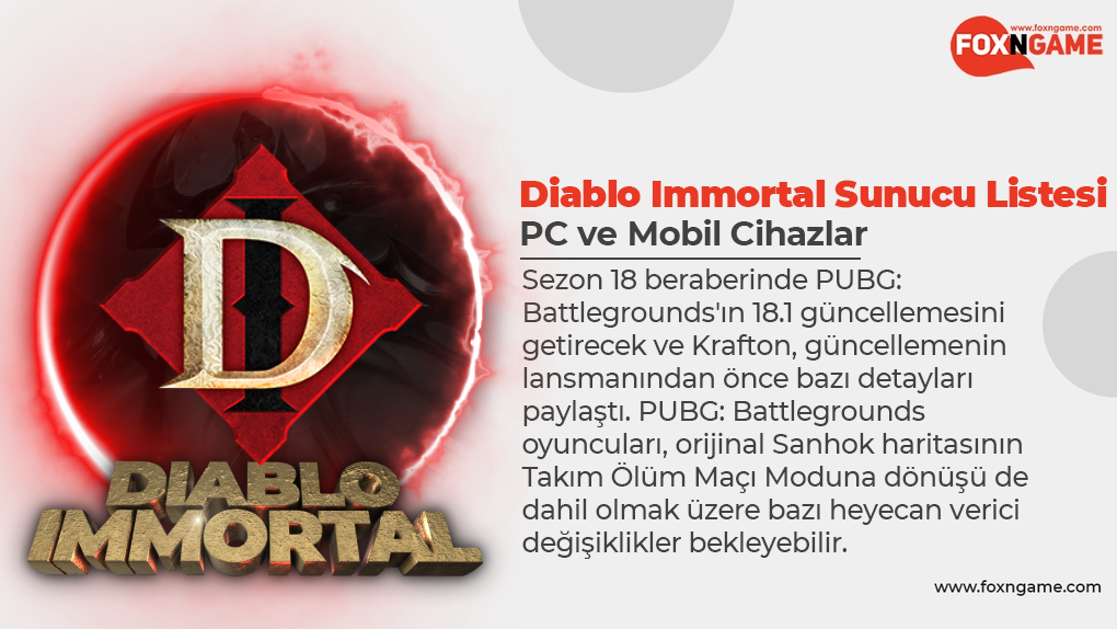PC ve Mobil Cihazlar İçin Diablo Immortal Sunucu Listesi