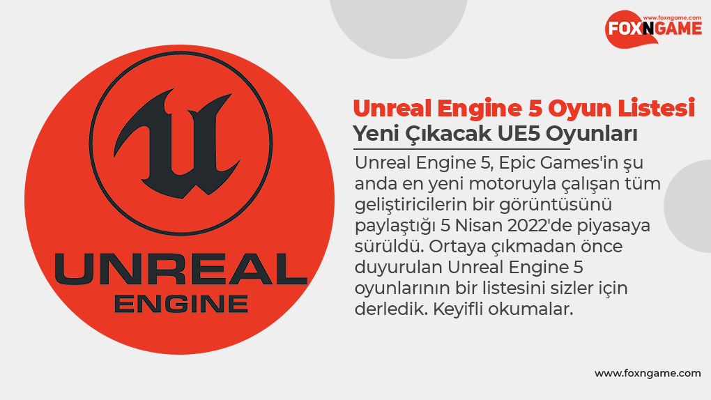 Gelecek Unreal Engine 5 Oyun Listesi 2022